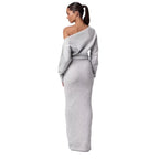 Sexy Women'S Clothing New Off-The-Shoulder Long-Sleeved Slim-Fitting Elegant Gorgeous Dress European and American