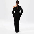 Sexy Women'S Clothing New Off-The-Shoulder Long-Sleeved Slim-Fitting Elegant Gorgeous Dress European and American